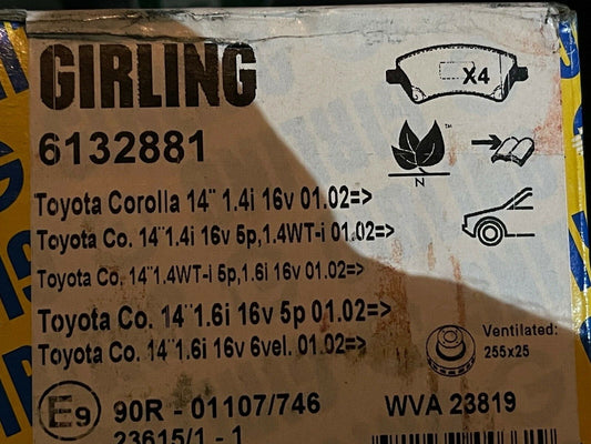 Girling 6132881 ADT342133 Front Brake Pad Set fits Toyota