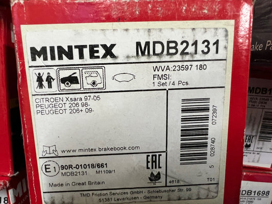 Mintex MDB2131 Front Brake Pad Set fits Citroen Peugeot