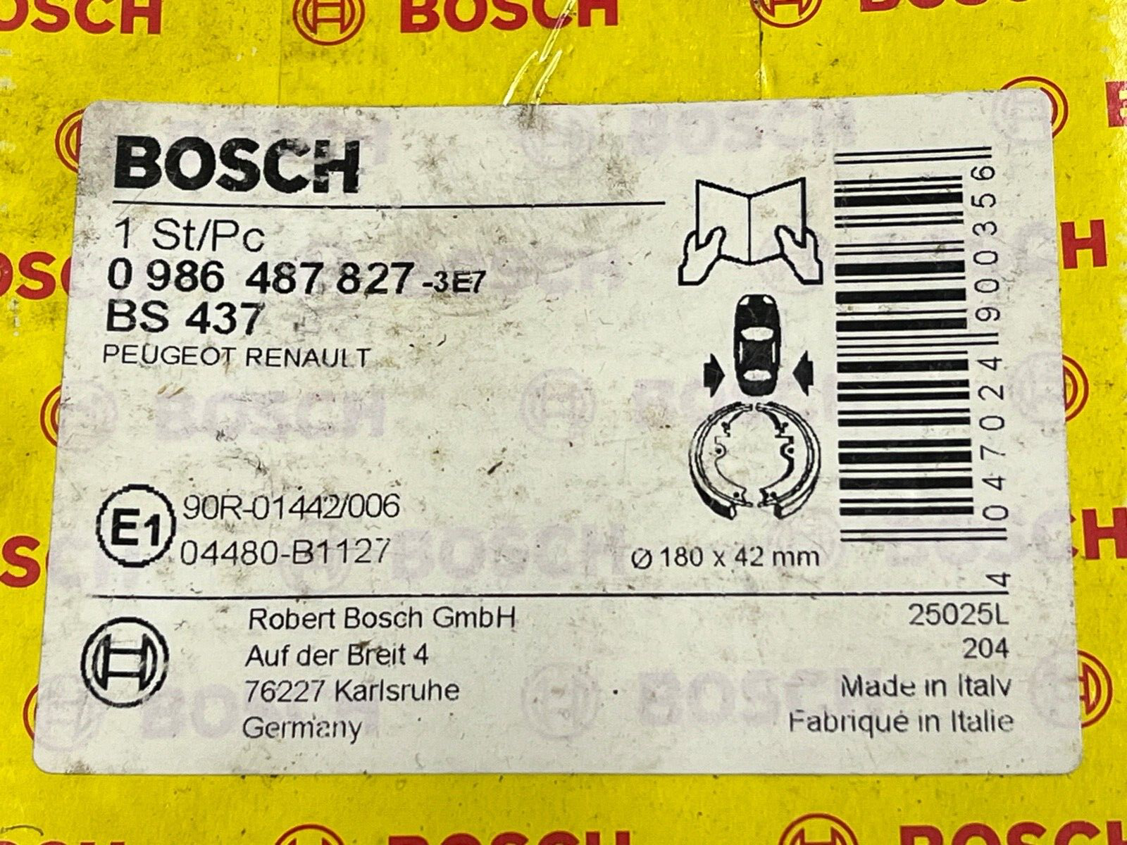 Bosch 0986487827 BS437 Rear Brake Shoe Set fits Peugeot Renault