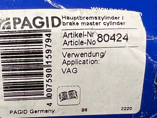 80424 Pagid Brake Master Cylinder fit VW Vento 1H2 1.4 1.6 1.8 1.9D 1991-1998