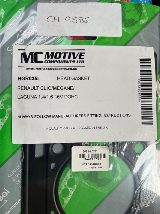 MC Motive HGR035L CH9585 Head Gasket fits Renault Clio Megane Laguna