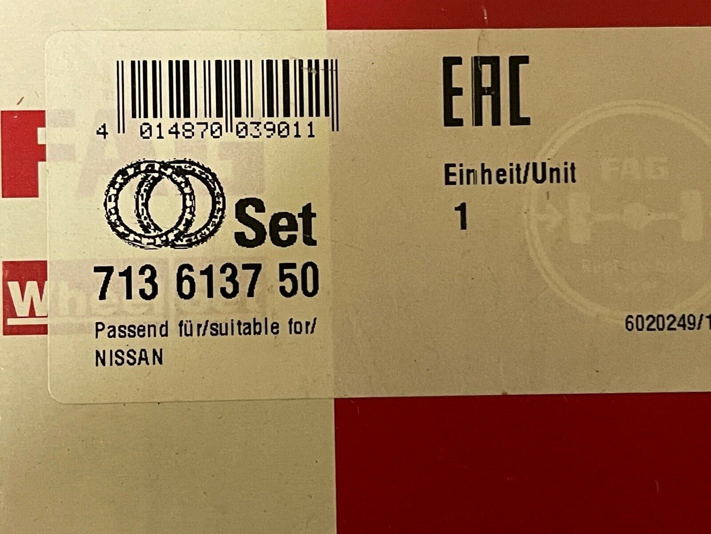 FAG 713613750 Wheel Bearing Kit fits Nissan Ford