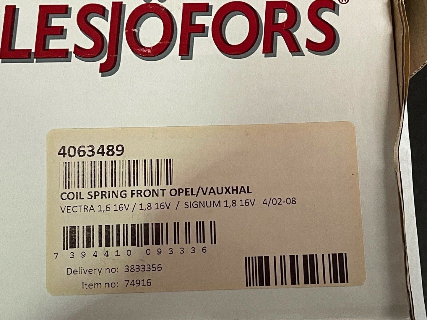 Lesjofors 4063489 Front Coil Spring fits Vauxhall Opel