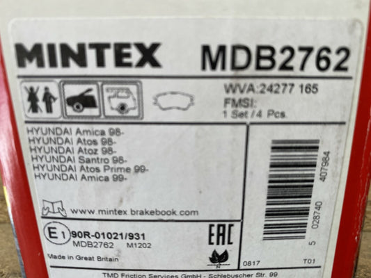 Mintex MDB2762 Front Brake Pad Set fits Hyundai