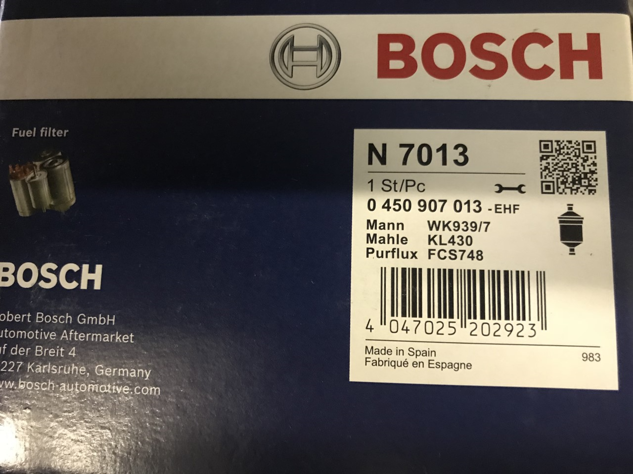 Fuel Filter Nissan Cube Juke Kubistar Micra NV200 Tiida Renault Suzuki N7013