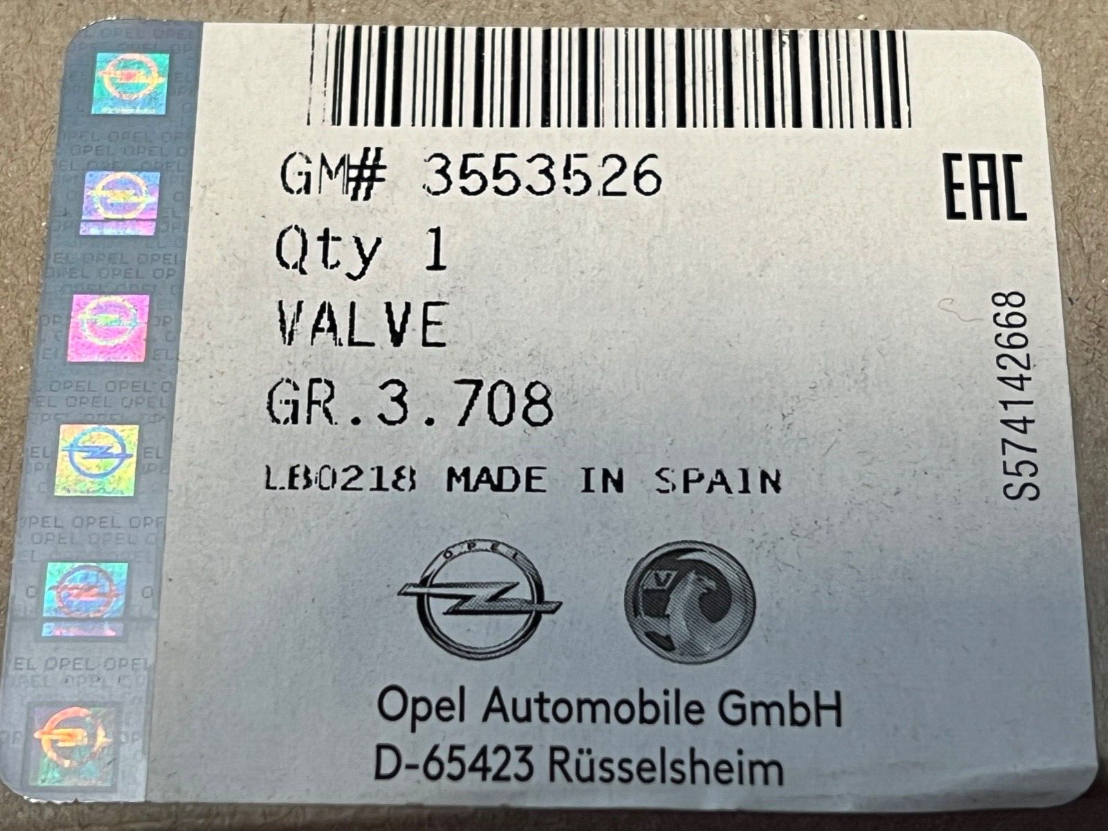 Genuine Vauxhall 3553526 Vacuum Solenoid Relay fits Crossland & X Peugeot 5008