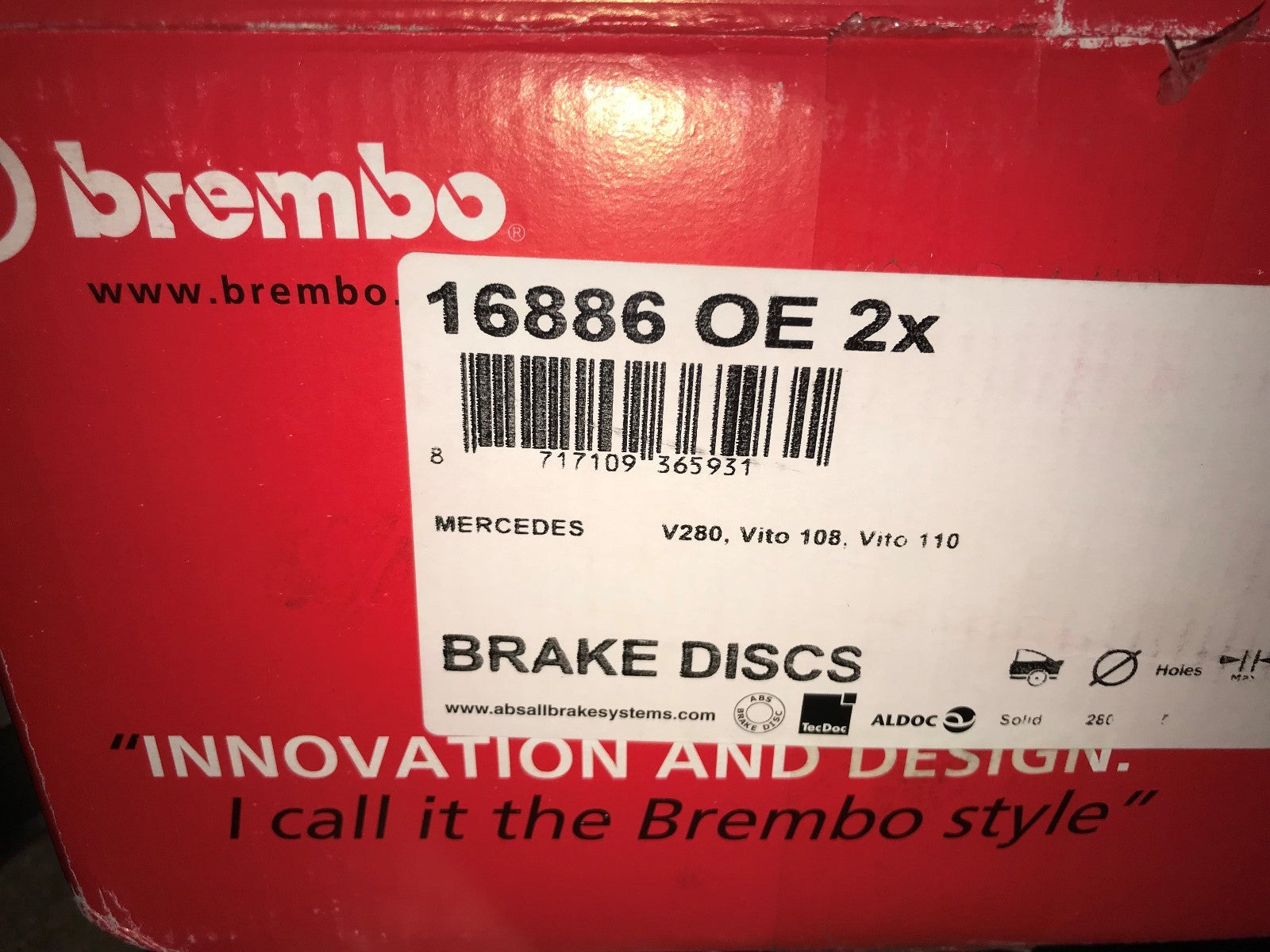 Rear Brake Discs (Pair) Mercedes V Class 1996-2003 Vito Brembo 08.6968.10