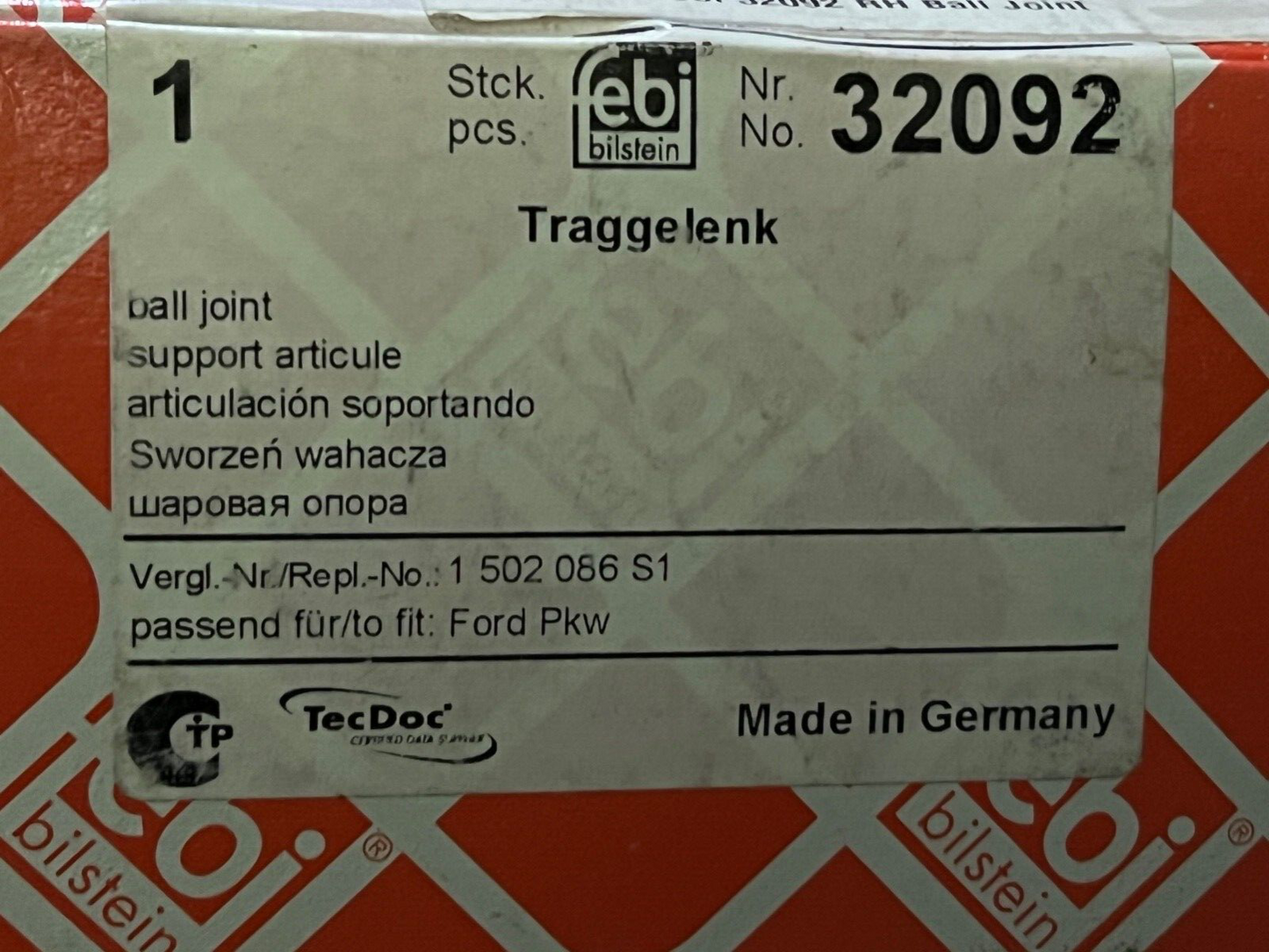 febi 32092 Front Lower (for Control Arm) Ball Joint fits Ford Kuga