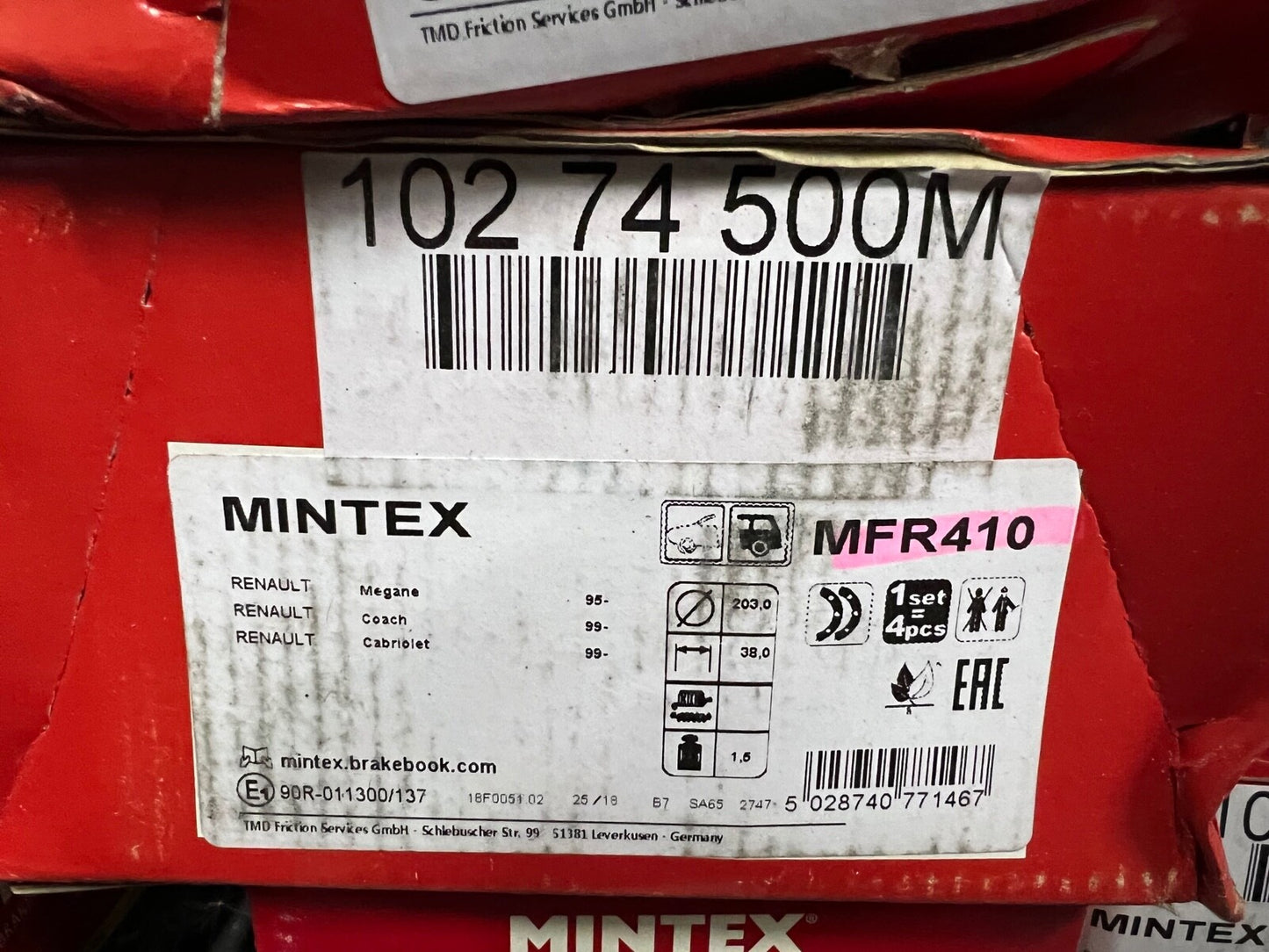 Mintex MFR410 Rear Brake Shoe Set fits Renault