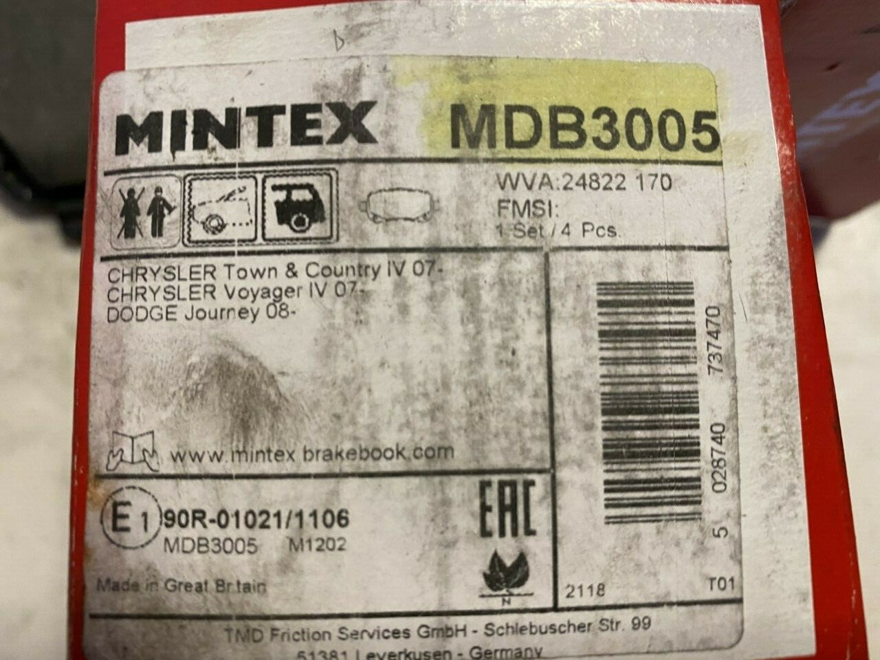 Mintex MDB3005 Rear Brake Pad Set