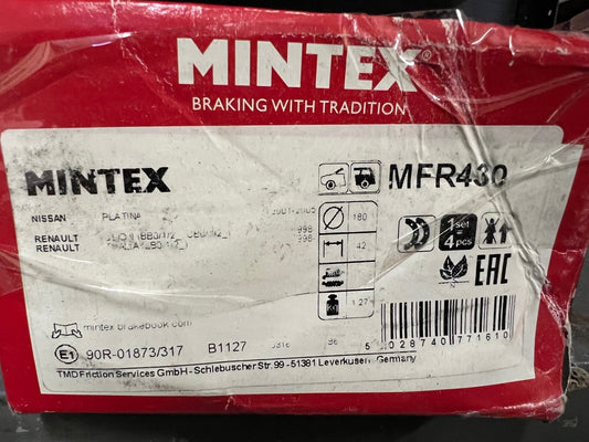 Mintex MFR430 Rear Brake Shoe Set fits Nissan Renault
