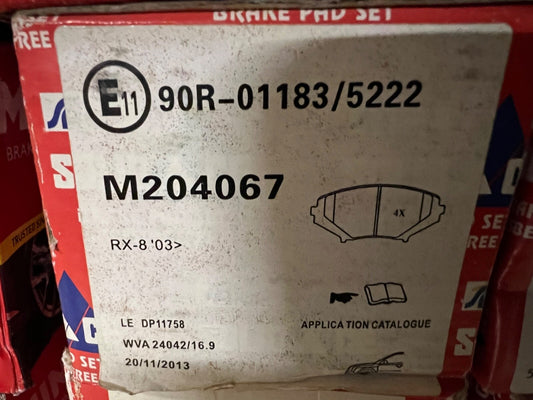 Solid Auto M204067 Front Brake Pads fits Mazda RX-8 1.3 2003-2010