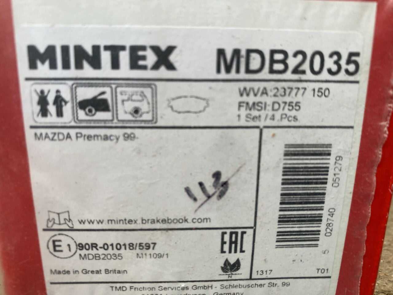 Mintex MDB2035 Front Brake Pad Set fits Mazda