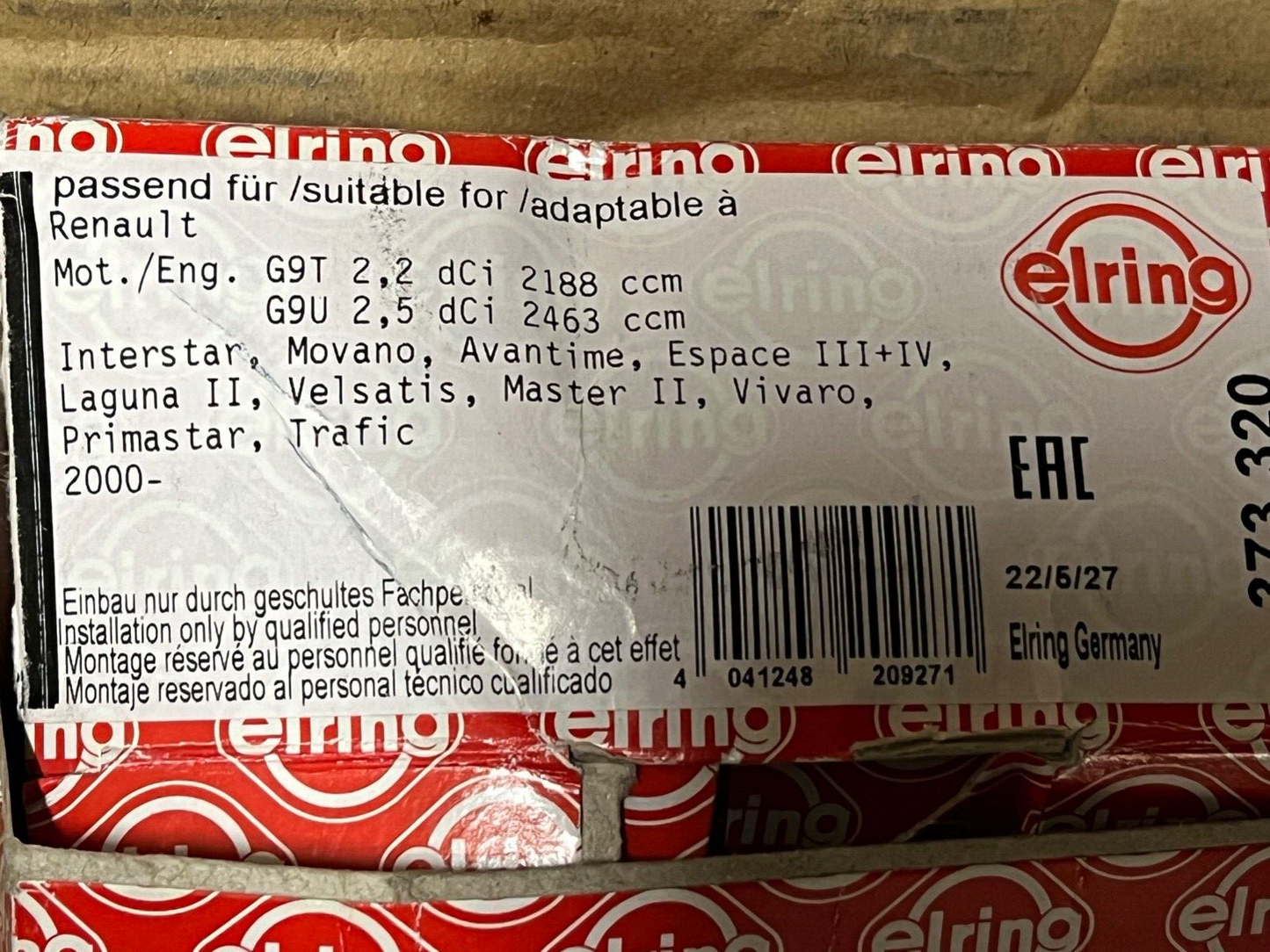 ELRING Cylinder Head Bolt Kit 373.320 FOR Movano Master NV400 Trafic II Vivaro I