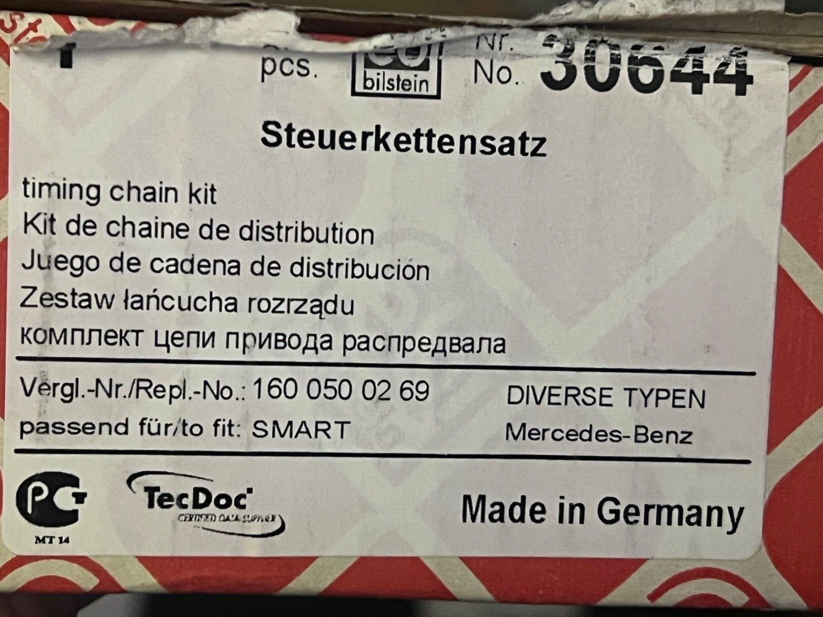 Febi 30644 Timing Chain Kit fits Smart City Coupe ForTwo Roadster