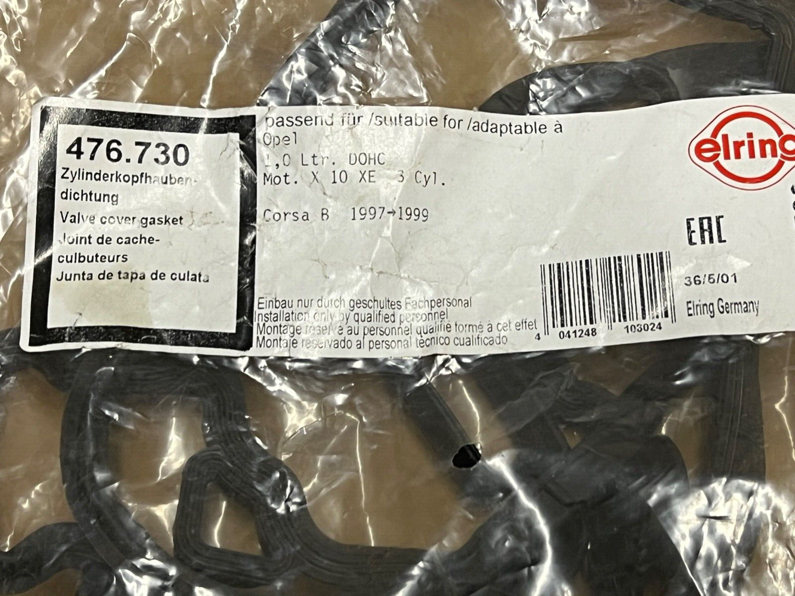 Elring 476.730 Rocker Valve Cover Gasket fits Vauxhall Corsa B 1997-1999 Agila