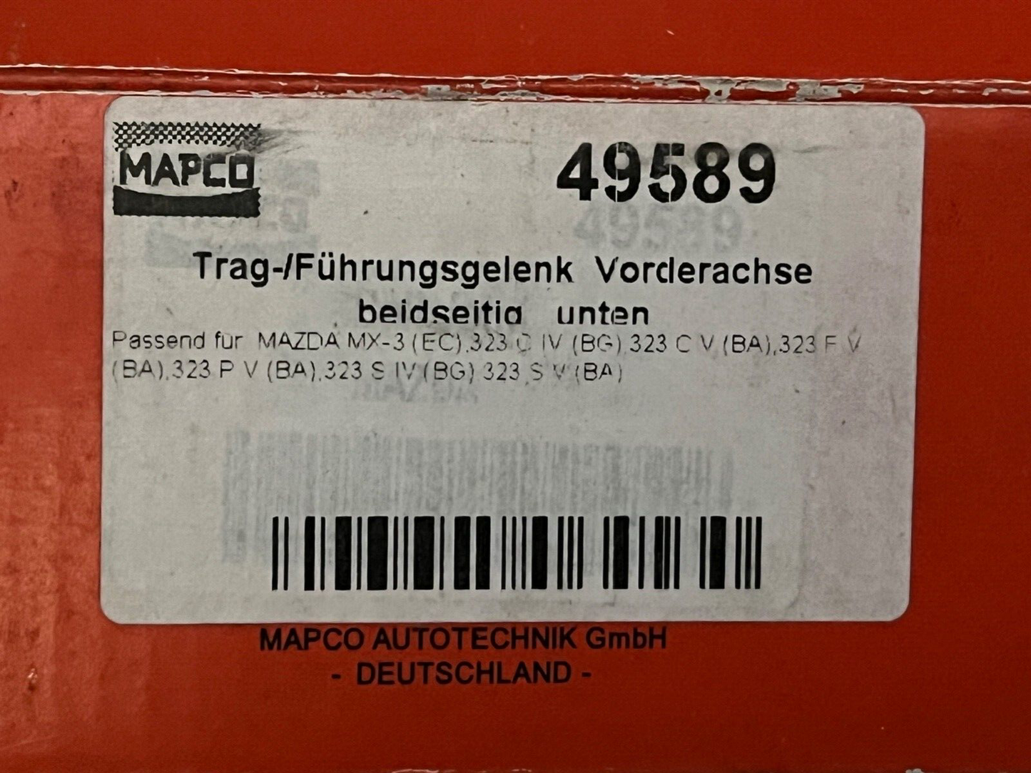 Mapco 49589 Front Lower Ball Joint fits Mazda MX-3 323C 323F 323S 323P