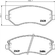 Mintex MDB2215 Front Brake Pad Set fits Jeep Dodge Chrysler