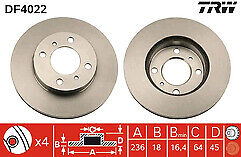 Ashika 60-05-532 DF4022 Front Vented Brake Disc fits Mitsubishi Proton