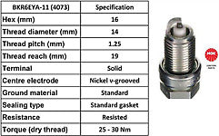 NGK BKR6EYA-11 Spark Plug Pack of 4