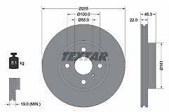 Japko 602017 92156100 Front Vented Brake Disc fits Vauxhall Opel Toyota