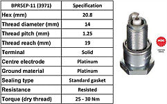 NGK BPR5EP-11 Spark Plug set of 4